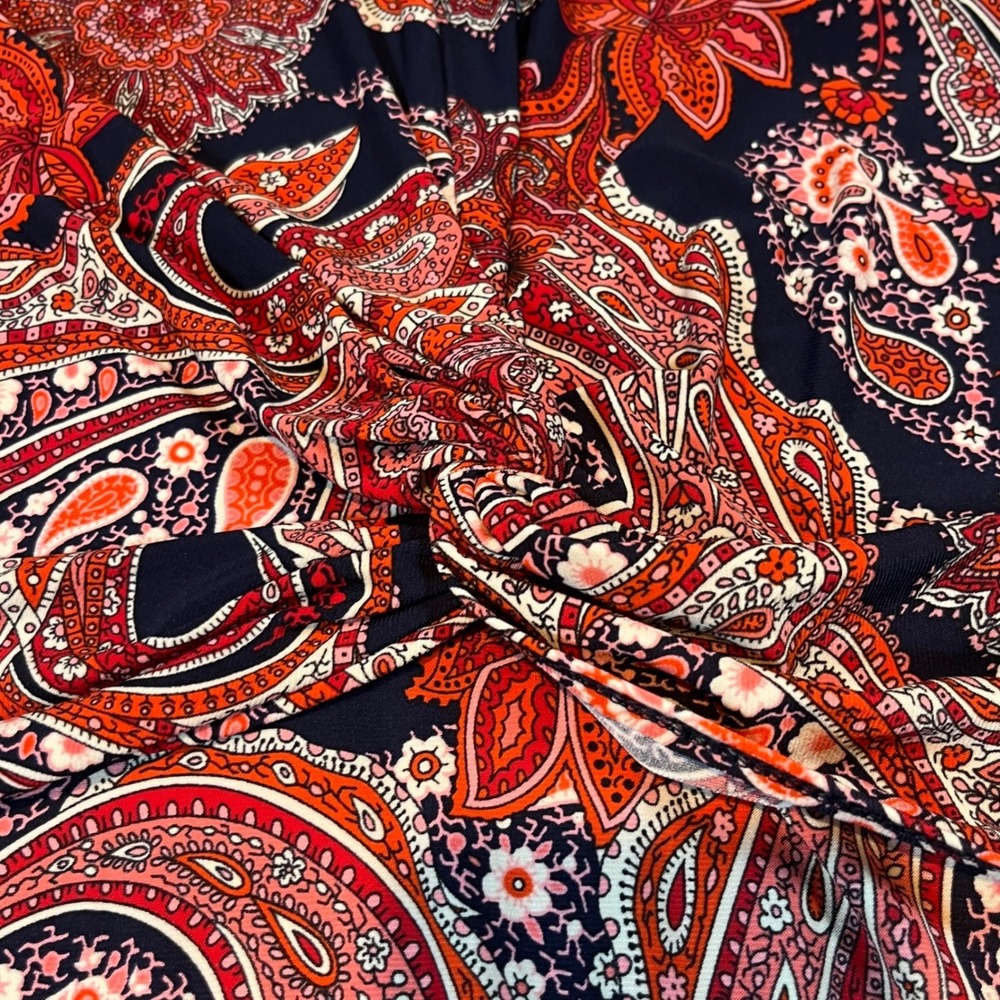 Tommy Hilfiger Womens 22W Red Navy Paisley Twist Front Sleeveless Dress X2EJ13V7 - Picture 6 of 7